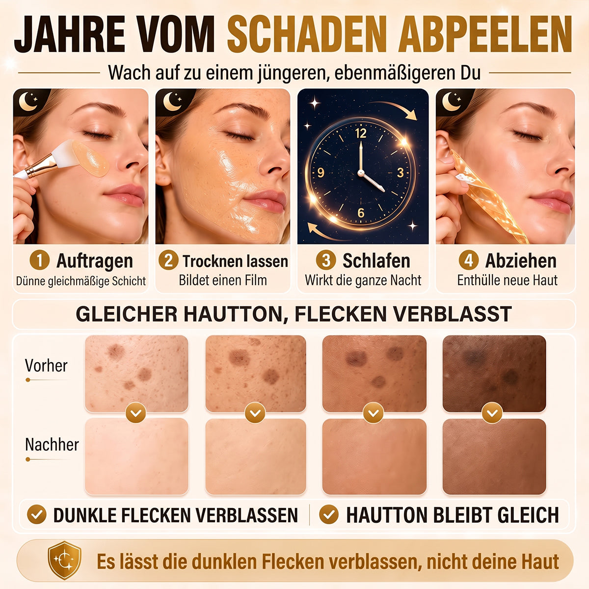 Neu! ✨ Hiskin® Kurkuma × Kojisäure Overnight Peel-Off-Maske – Mildert hartnäckige Pigmentflecken & glättet sichtbare Falten über Nacht 🌙✨ Kurkuma × Kojisäure × Peptid ✅ Nur ein Schritt pro Nacht · Sichtbare Ergebnisse nach 7 Nächten