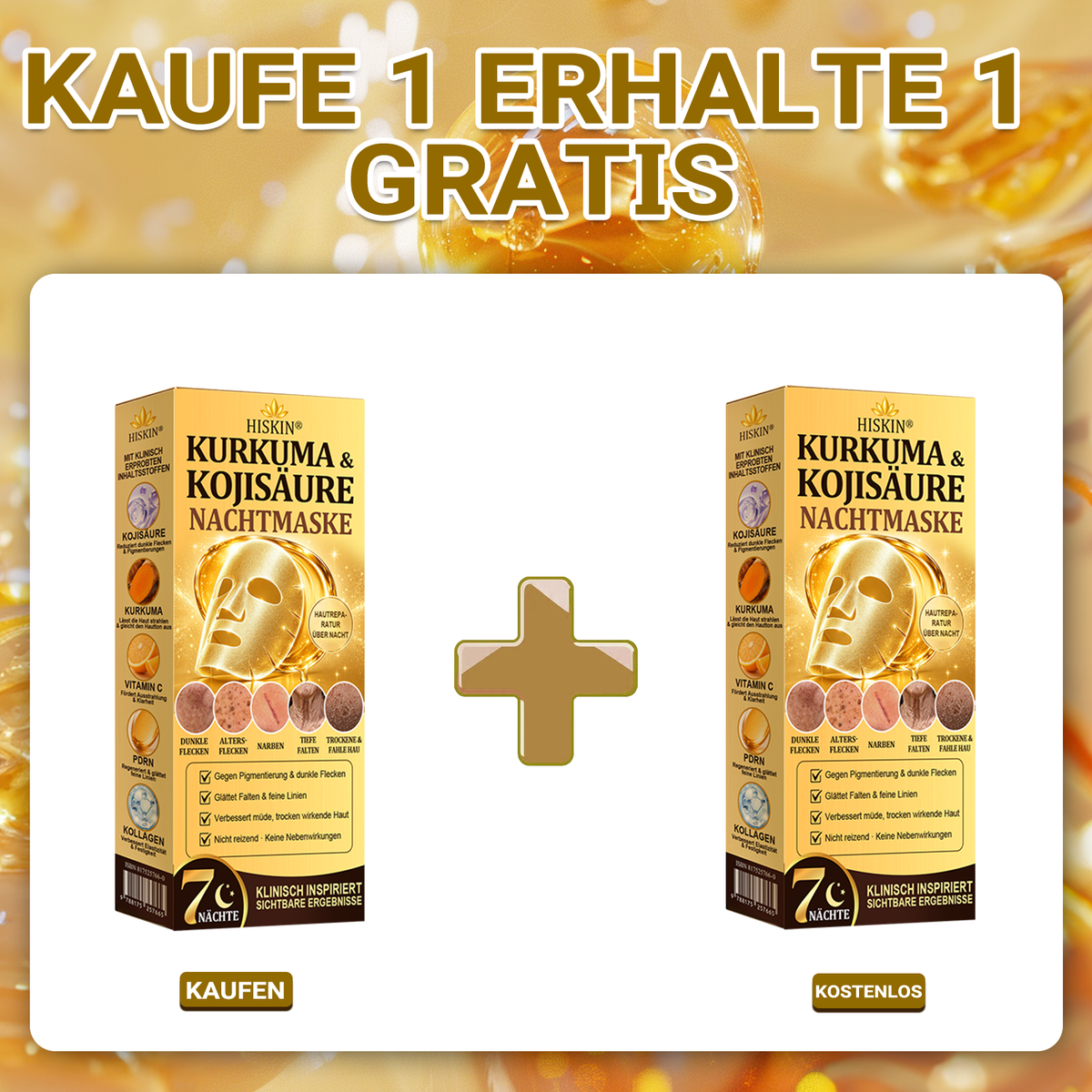 Neu! ✨ Hiskin® Kurkuma × Kojisäure Overnight Peel-Off-Maske – Mildert hartnäckige Pigmentflecken & glättet sichtbare Falten über Nacht 🌙✨ Kurkuma × Kojisäure × Peptid ✅ Nur ein Schritt pro Nacht · Sichtbare Ergebnisse nach 7 Nächten