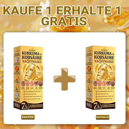 Neu! ✨ Hiskin® Kurkuma × Kojisäure Overnight Peel-Off-Maske – Mildert hartnäckige Pigmentflecken & glättet sichtbare Falten über Nacht 🌙✨ Kurkuma × Kojisäure × Peptid ✅ Nur ein Schritt pro Nacht · Sichtbare Ergebnisse nach 7 Nächten