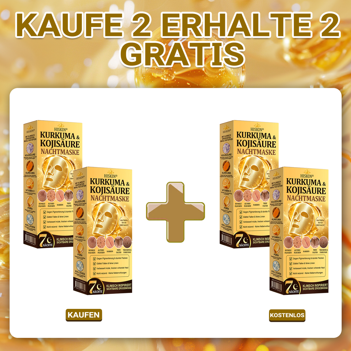 Neu! ✨ Hiskin® Kurkuma × Kojisäure Overnight Peel-Off-Maske – Mildert hartnäckige Pigmentflecken & glättet sichtbare Falten über Nacht 🌙✨ Kurkuma × Kojisäure × Peptid ✅ Nur ein Schritt pro Nacht · Sichtbare Ergebnisse nach 7 Nächten