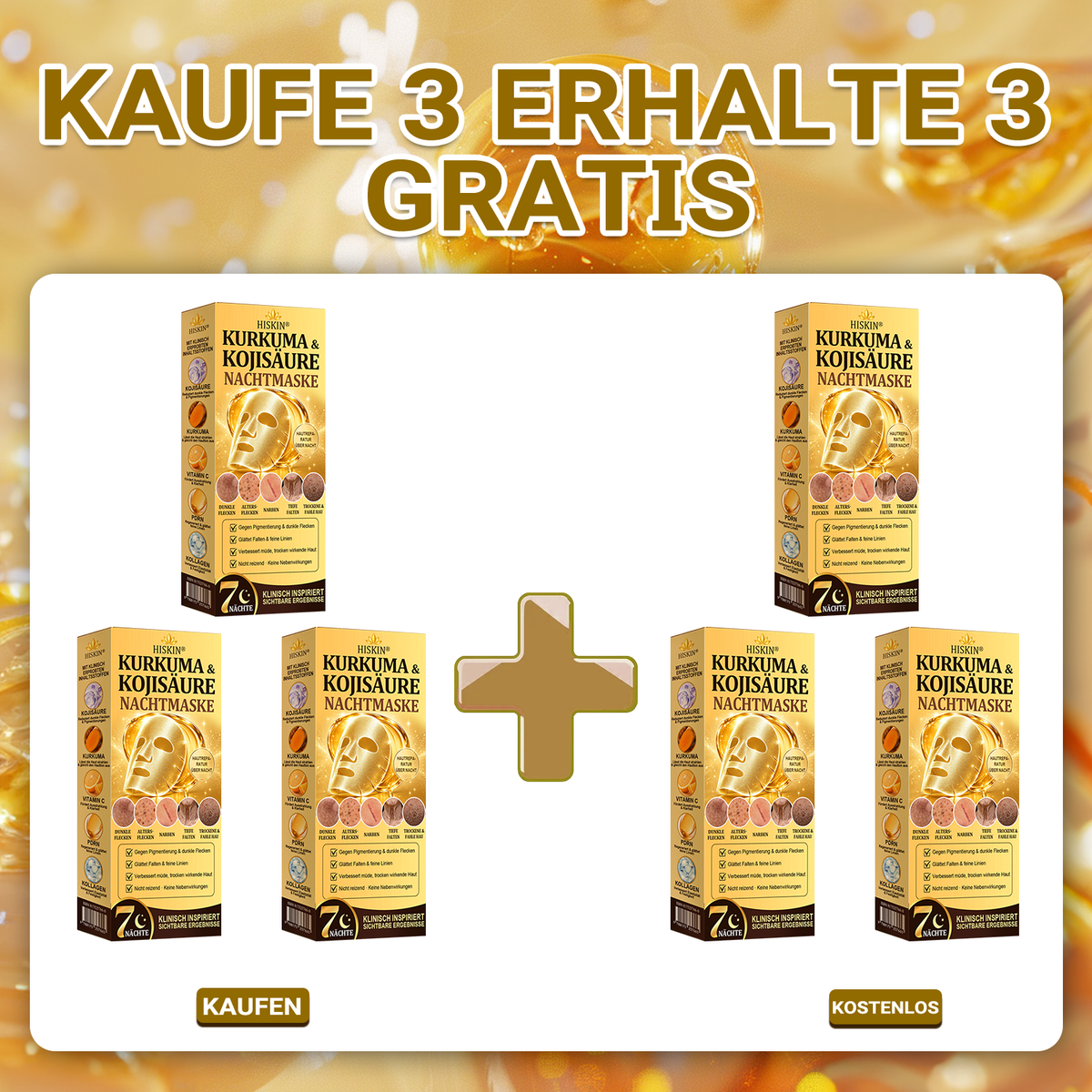 Neu! ✨ Hiskin® Kurkuma × Kojisäure Overnight Peel-Off-Maske – Mildert hartnäckige Pigmentflecken & glättet sichtbare Falten über Nacht 🌙✨ Kurkuma × Kojisäure × Peptid ✅ Nur ein Schritt pro Nacht · Sichtbare Ergebnisse nach 7 Nächten