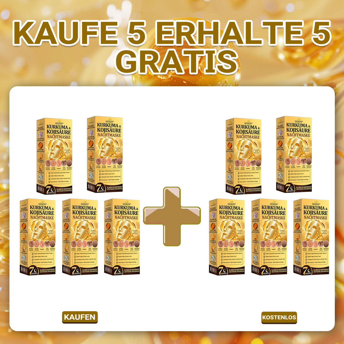 Neu! ✨ Hiskin® Kurkuma × Kojisäure Overnight Peel-Off-Maske – Mildert hartnäckige Pigmentflecken & glättet sichtbare Falten über Nacht 🌙✨ Kurkuma × Kojisäure × Peptid ✅ Nur ein Schritt pro Nacht · Sichtbare Ergebnisse nach 7 Nächten