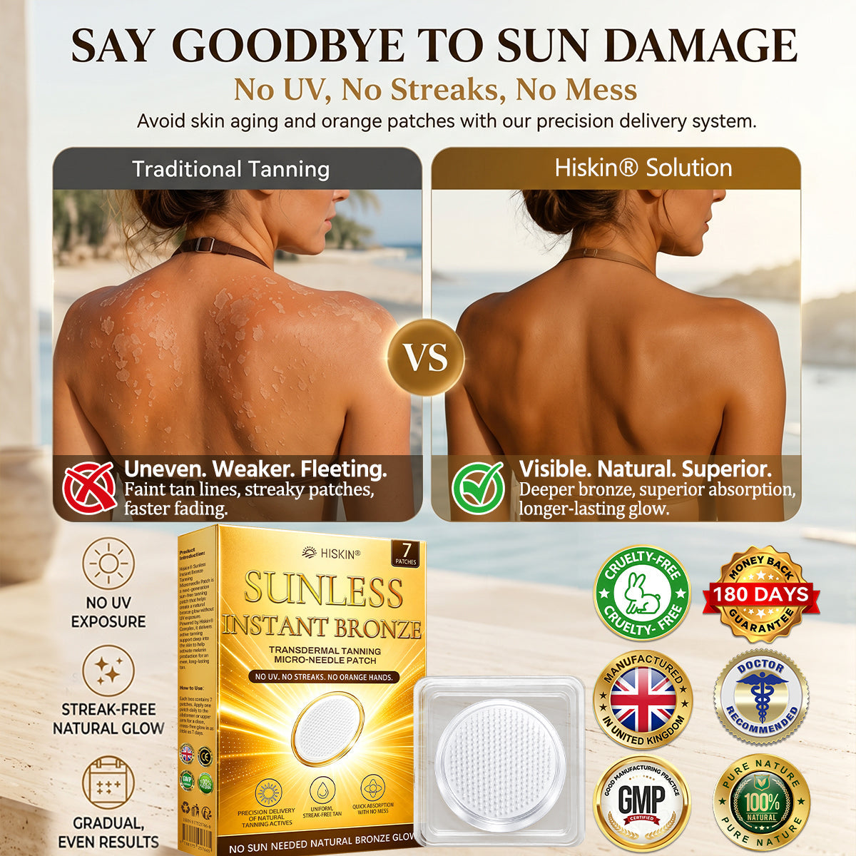 30% OFF | 𝑶𝒇𝒇𝒊𝒄𝒊𝒂𝒍 𝑺𝒕𝒐𝒓𝒆 ☀️☀️ 𝐇𝐢𝐬𝐤𝐢𝐧® 𝐒𝐮𝐧𝐥𝐞𝐬𝐬 𝐈𝐧𝐬𝐭𝐚𝐧𝐭 𝐁𝐫𝐨𝐧𝐳𝐞 𝐓𝐚𝐧𝐧𝐢𝐧𝐠 𝐌𝐢𝐜𝐫𝐨𝐧𝐞𝐞𝐝𝐥𝐞 𝐏𝐚𝐭𝐜𝐡 🇦🇺 | Once Daily Bronze Glow in 7 Days ✅ No UV, No Orange, No DHA
